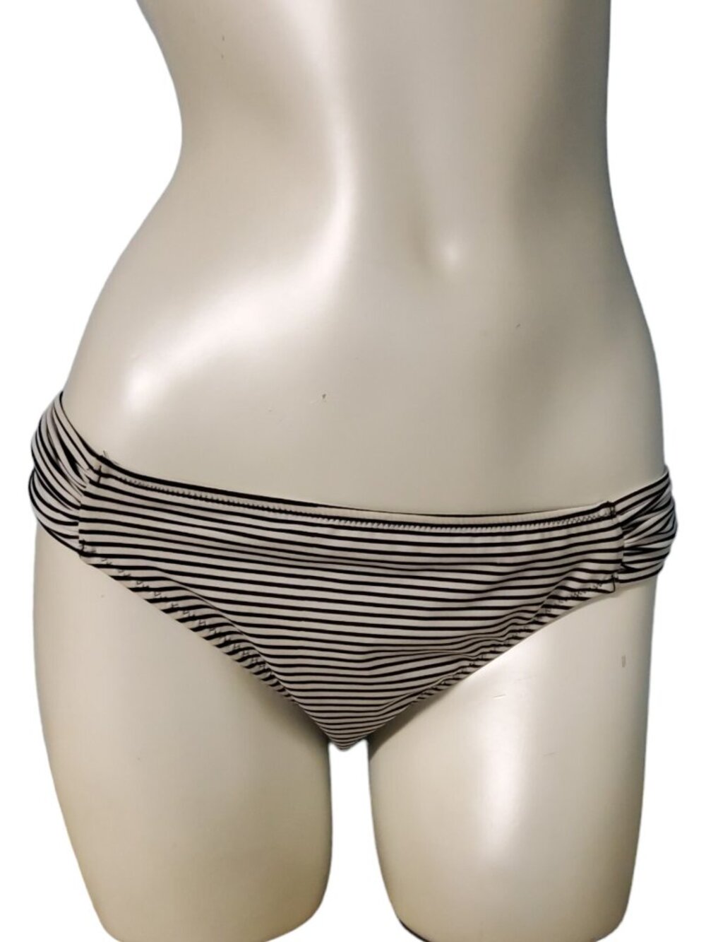 Victorias Secret The Knockout Bikini Bottom Womens M Ruched Black White Striped